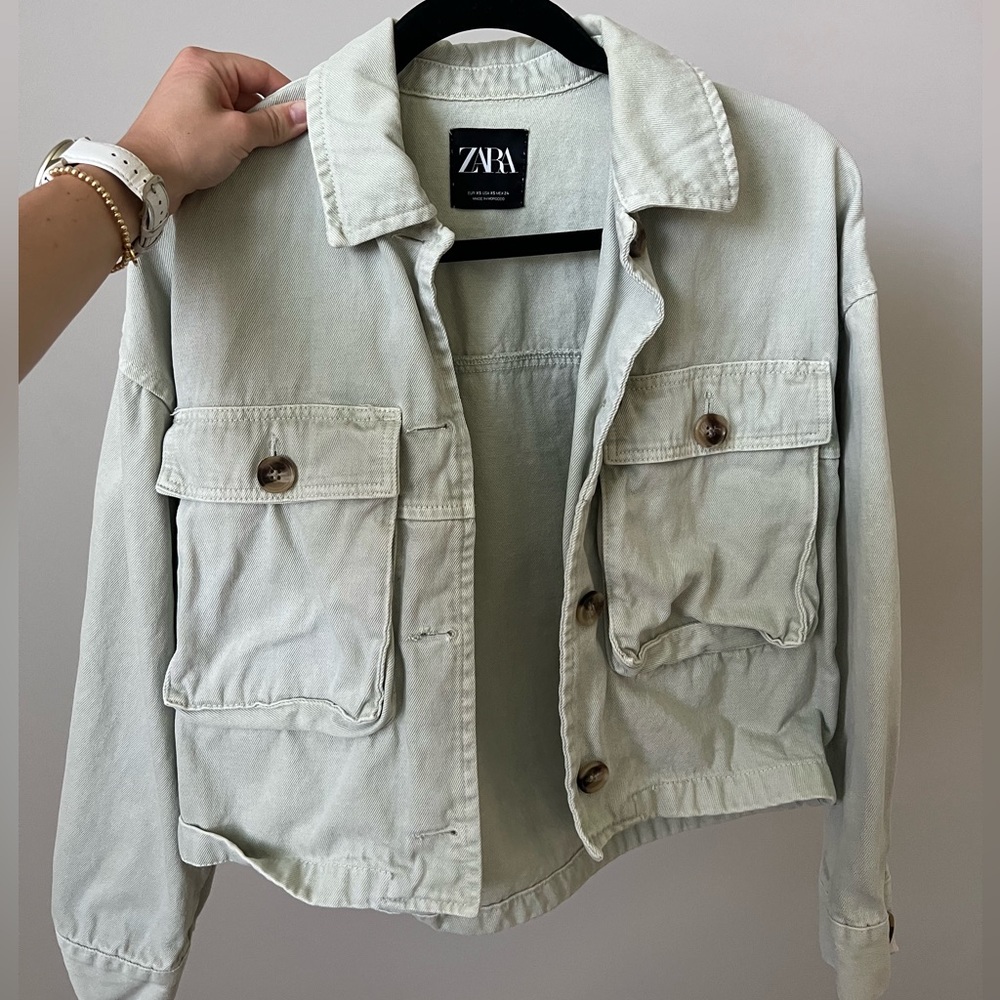 Spring green color jean jacket